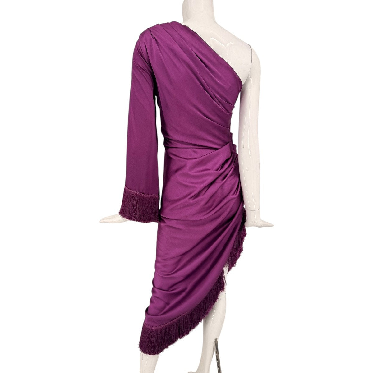PatBo Oscar Fringe-Trimmed One-Shoulder Asymmetrical Dress