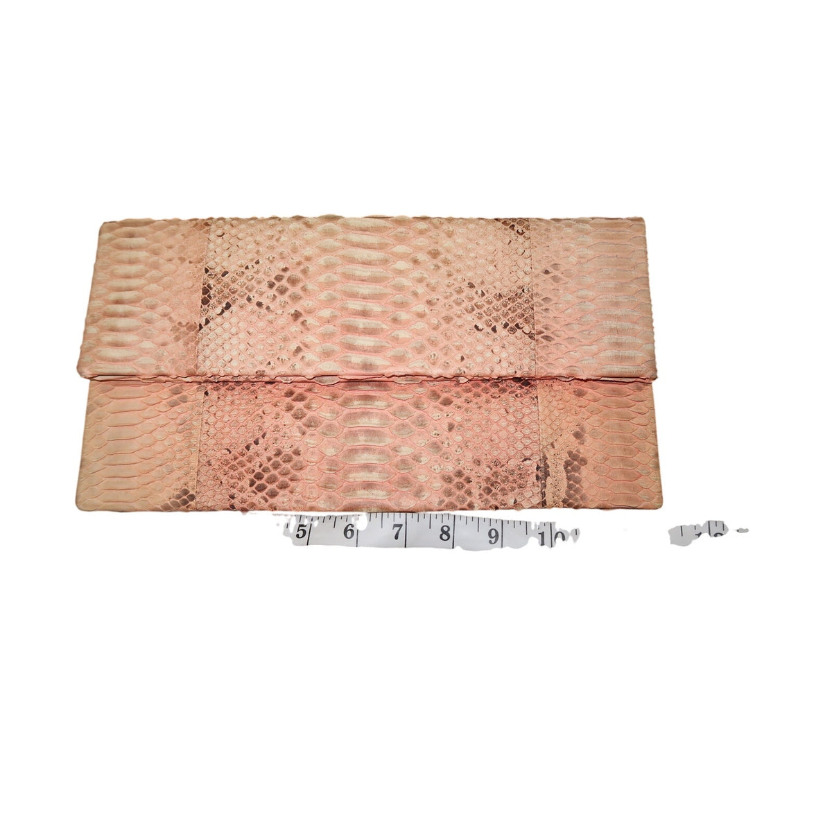 Toya Tan Pink Python-Textured Envelope Clutch Blush Snakeskin Foldover Bag