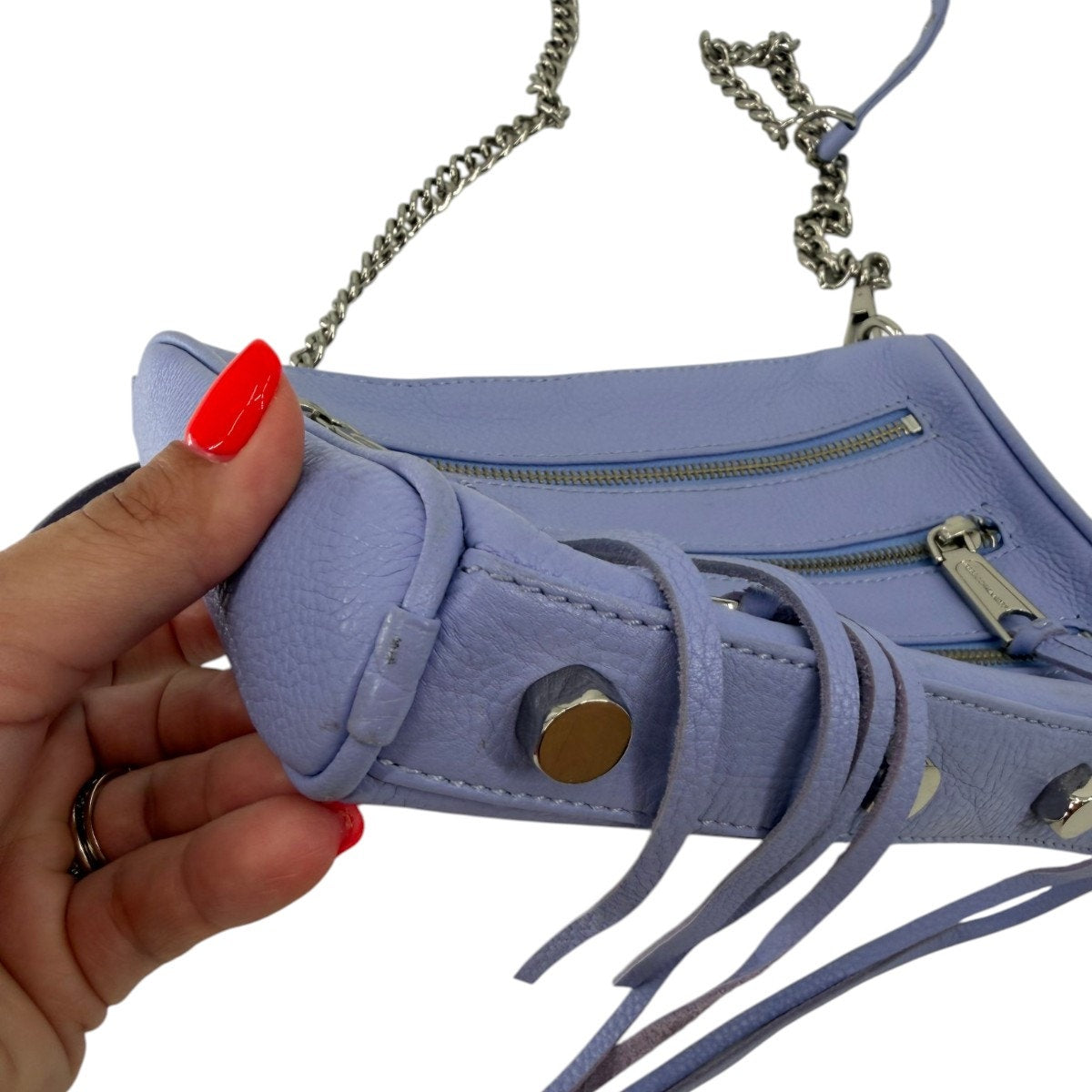 Rebecca Minkoff Avery Leather Chain Strap 3 Zip Crossbody Bag