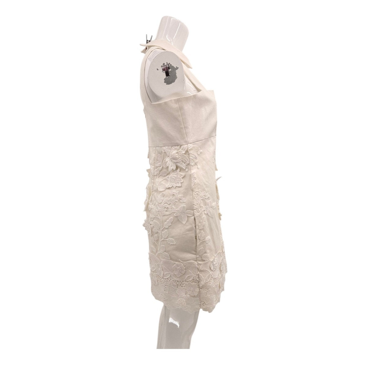 Alexis Bruna Ivory Floral Lace Halter Collared Mini Dress Women's Size Large