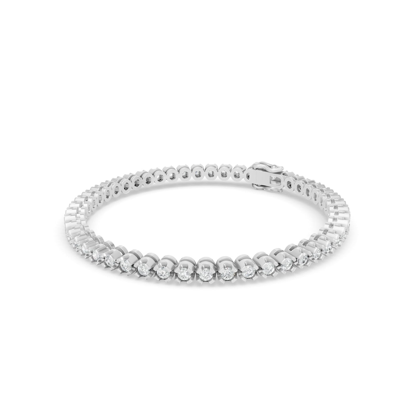 2.89 ctw Diamond Crown Collet 14K White Gold Tennis Bracelet
