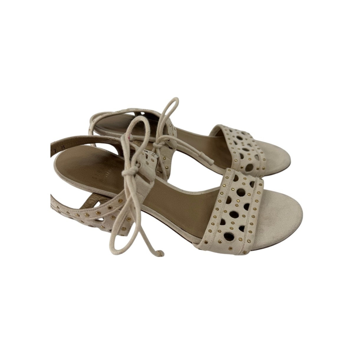 Stuart Weitzman Leather Cut-out Studded Georgie Sandals