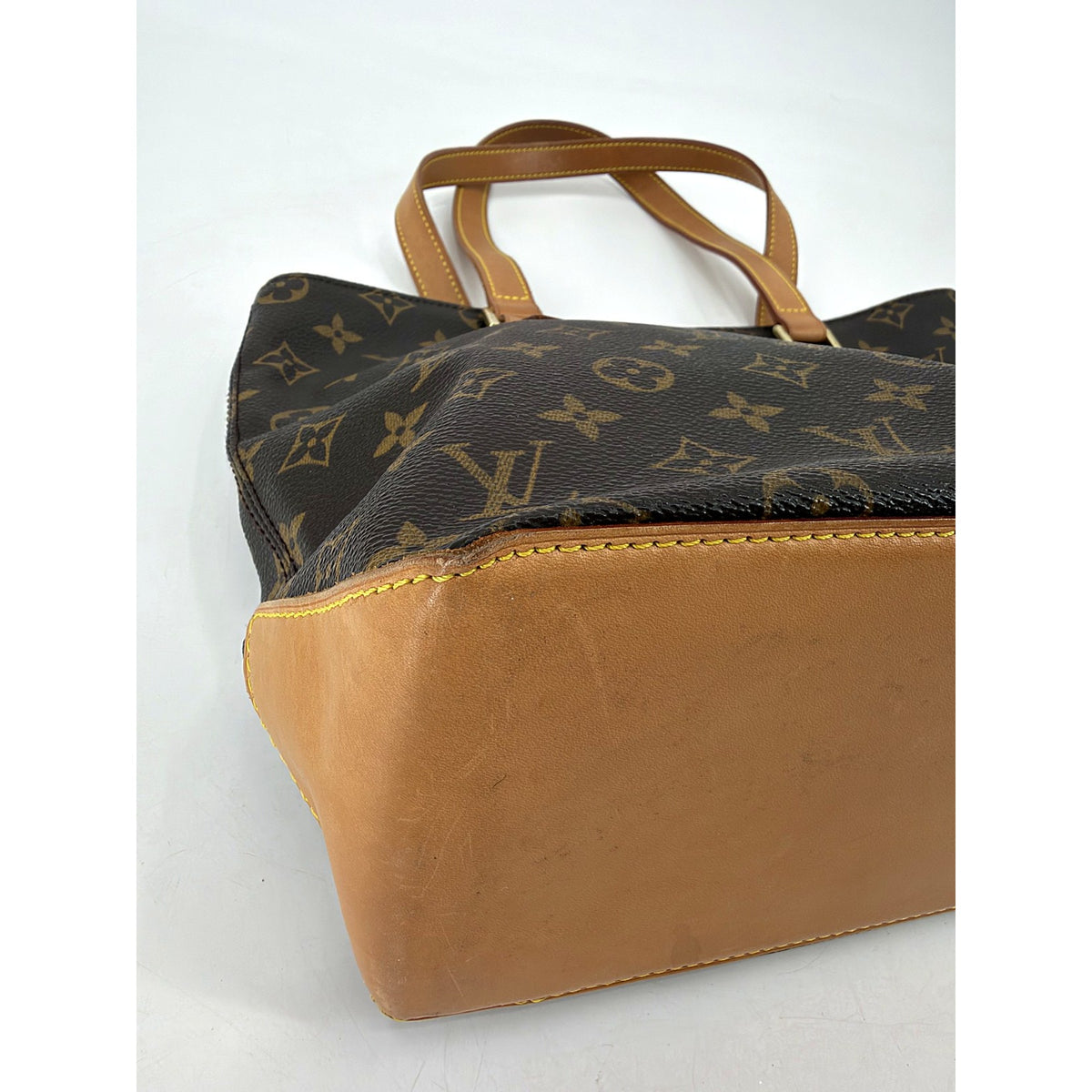 Louis Vuitton Cabas Piano Monogram Canvas Tote M51148 Vachetta Shoulder Bag