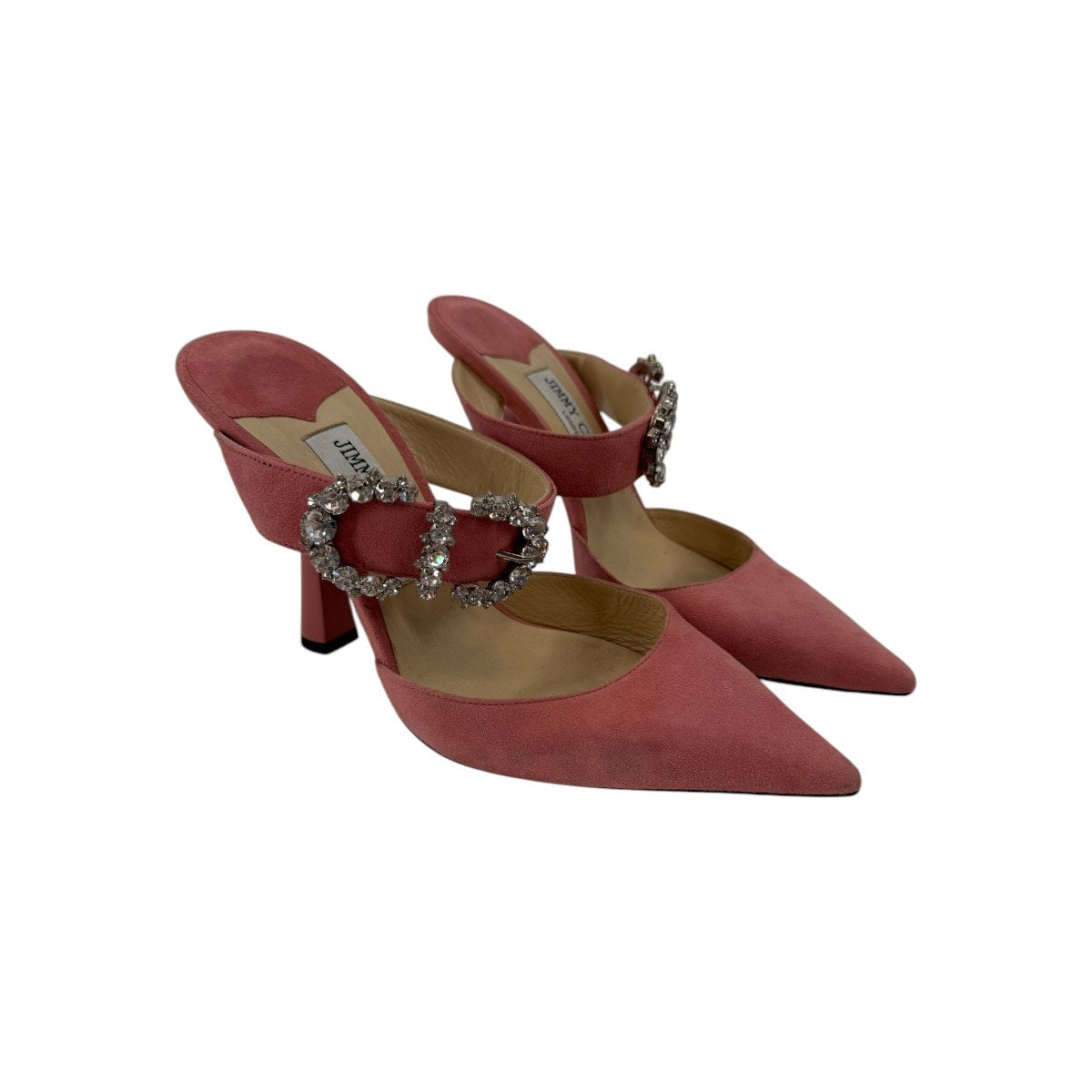 Jimmy Choo Smokey 100 Crystal Buckle Suede Mules