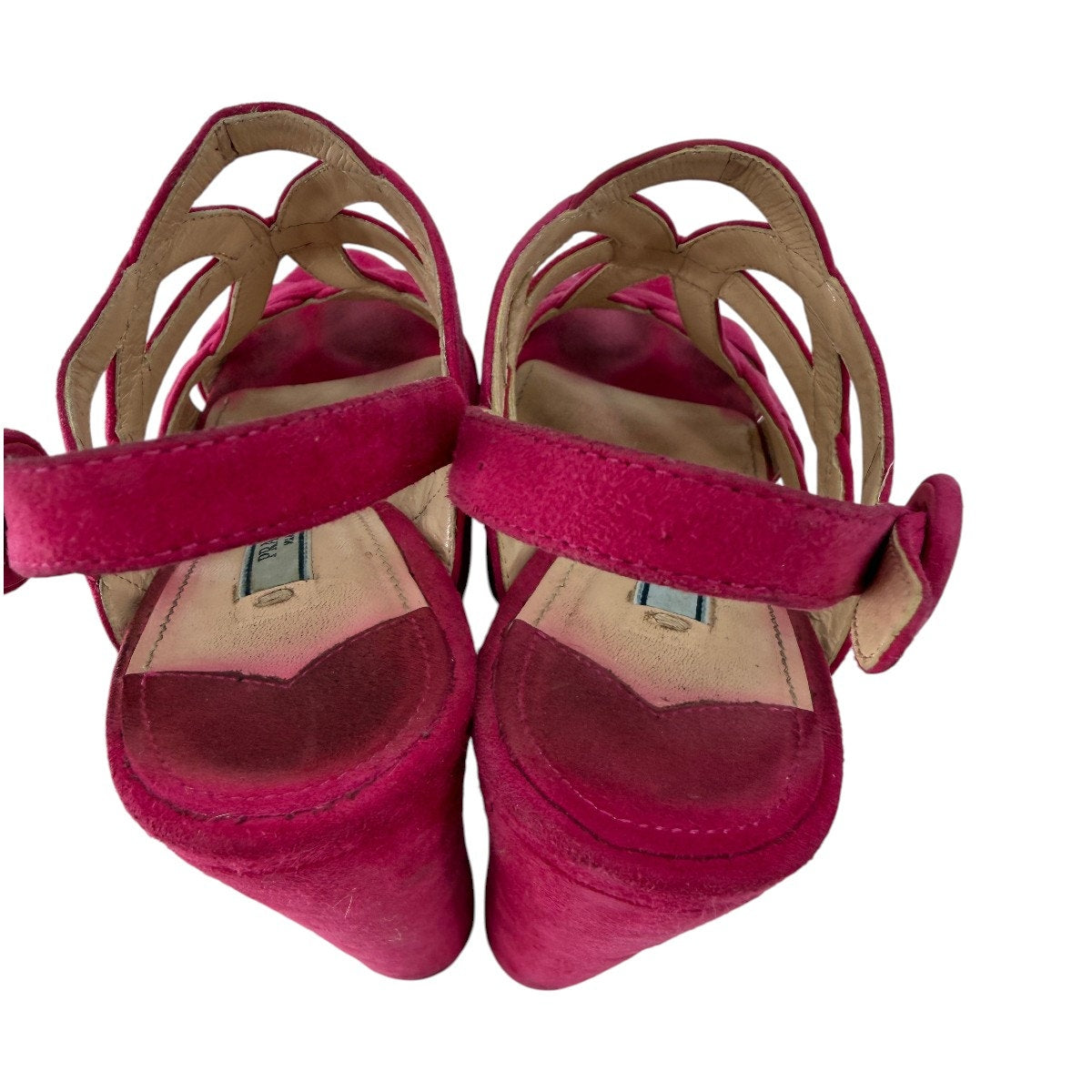 Prada Suede Open Toe Block Heel Strappy Platform Sandals