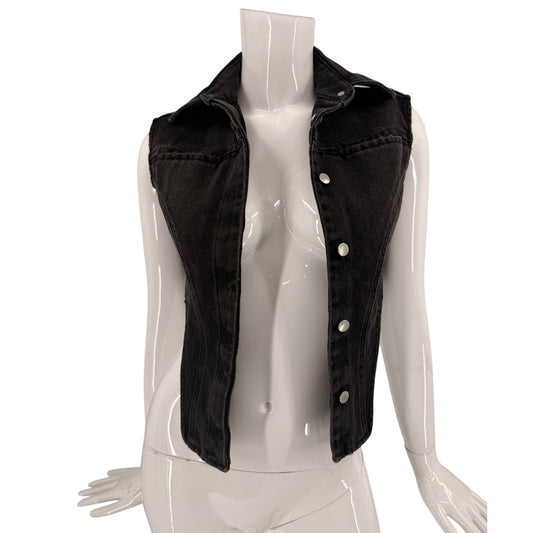 Ambush Sleeveless Denim Cropped Shirt Black XS Made In Italy