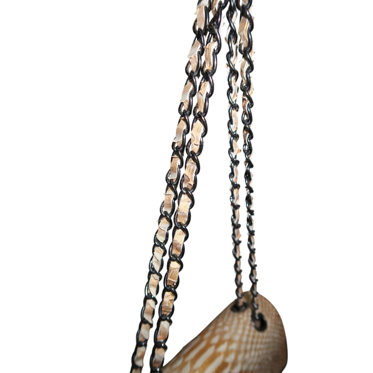 Toya Tan Gold Cream Python Snake Skin Designer Chain Shoulder Bag
