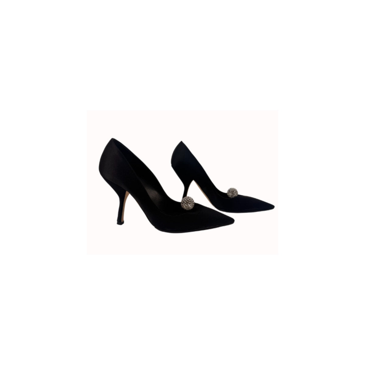 Christian Dior Black Satin Disco Ball Pointed Toe Pumps Italy