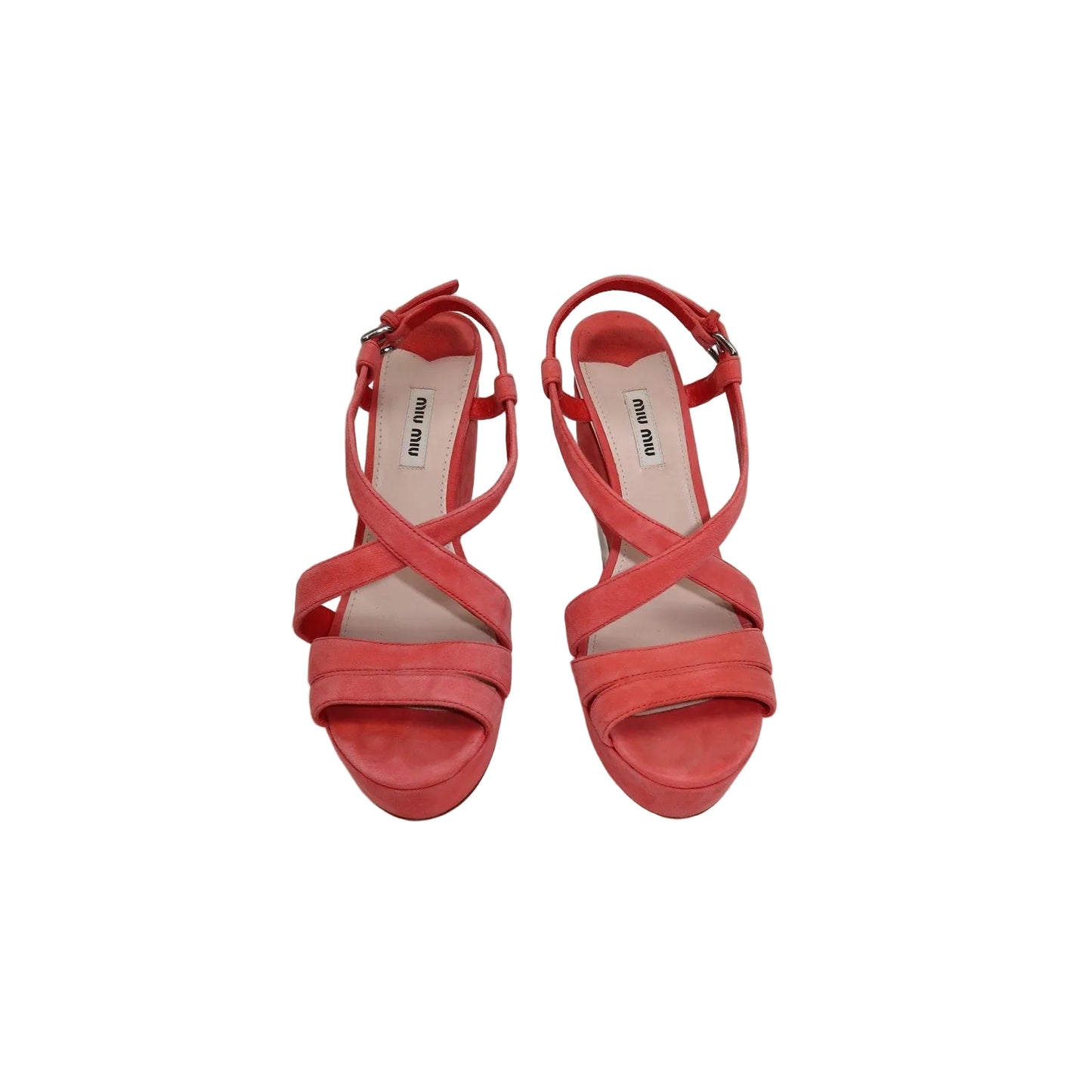 Miu Miu Suede Open Toe Strappy Slingback Platform Sandals