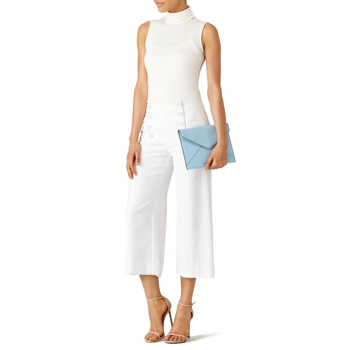 Rebecca Minkoff Leo Sea Mist Leather Envelope Clutch Bag Women's OS