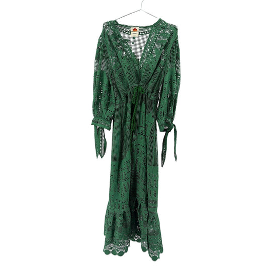 Farm Rio Green Guipure Lace Midi Maxi Dress Palm Motif 306101 Size M