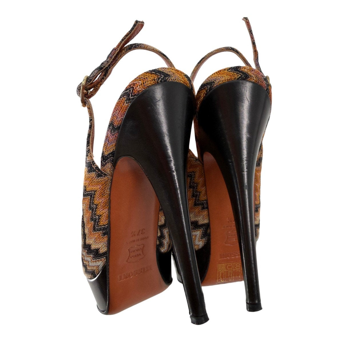 Missoni Knit Fabric Peep Toe Platform Slingback Sandals