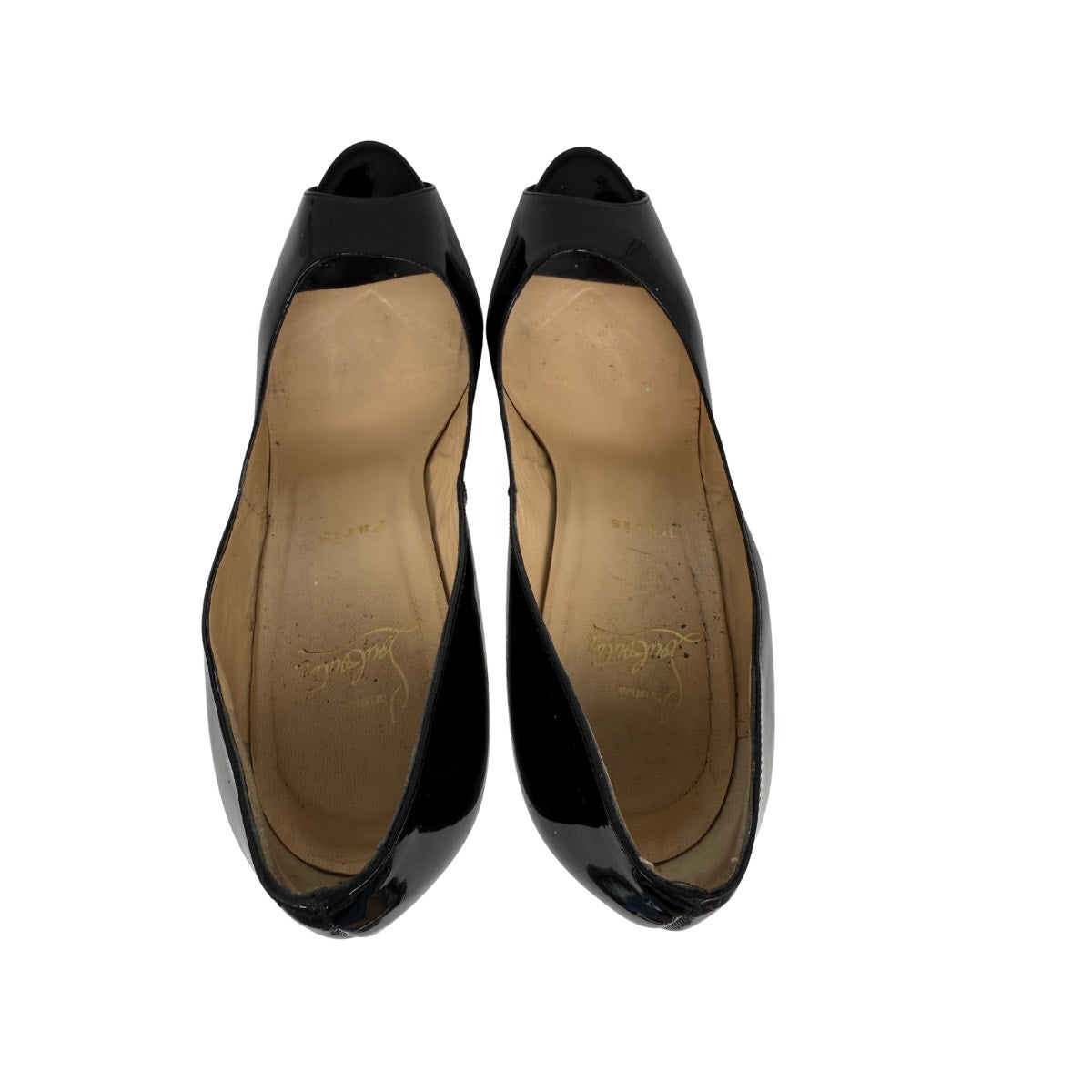 Christine Louboutin Patent Leather Lady Z Peep Toe Pump Heels