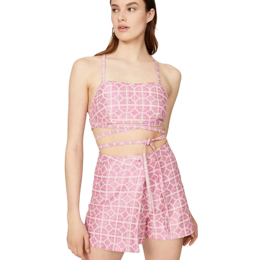 Alexis Cotton Blend Valley Geometric Print Skort Shorts Pink Women's Size Small