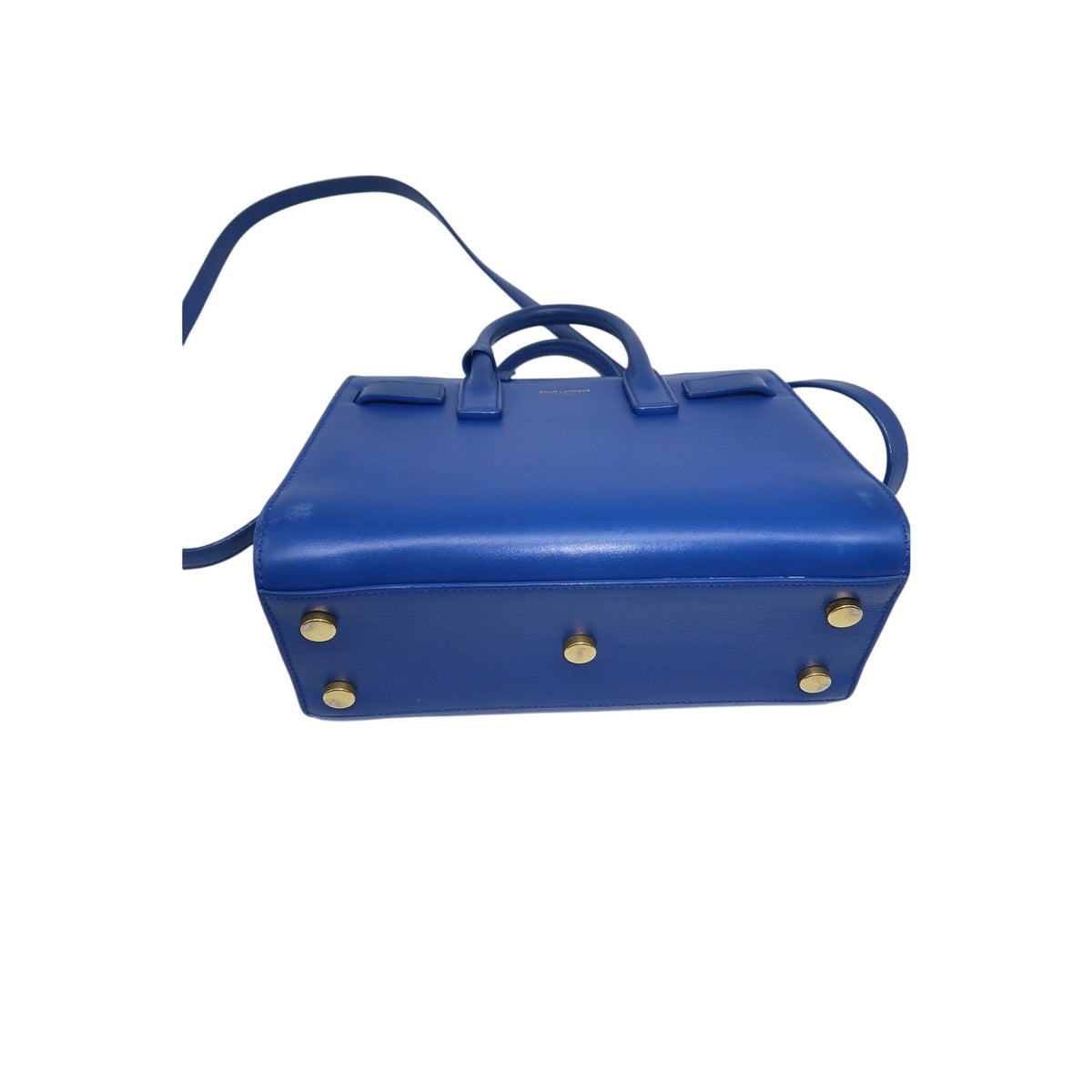 Saint Laurent Classic Sac De Jour Tote Bag Blue Leather Logo Accent Women's OS