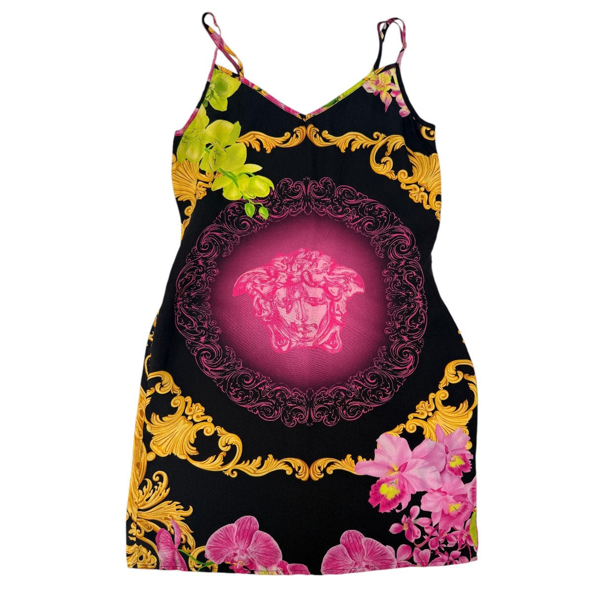 Versace Silk Floral Medusa Print Mini Tank Dress