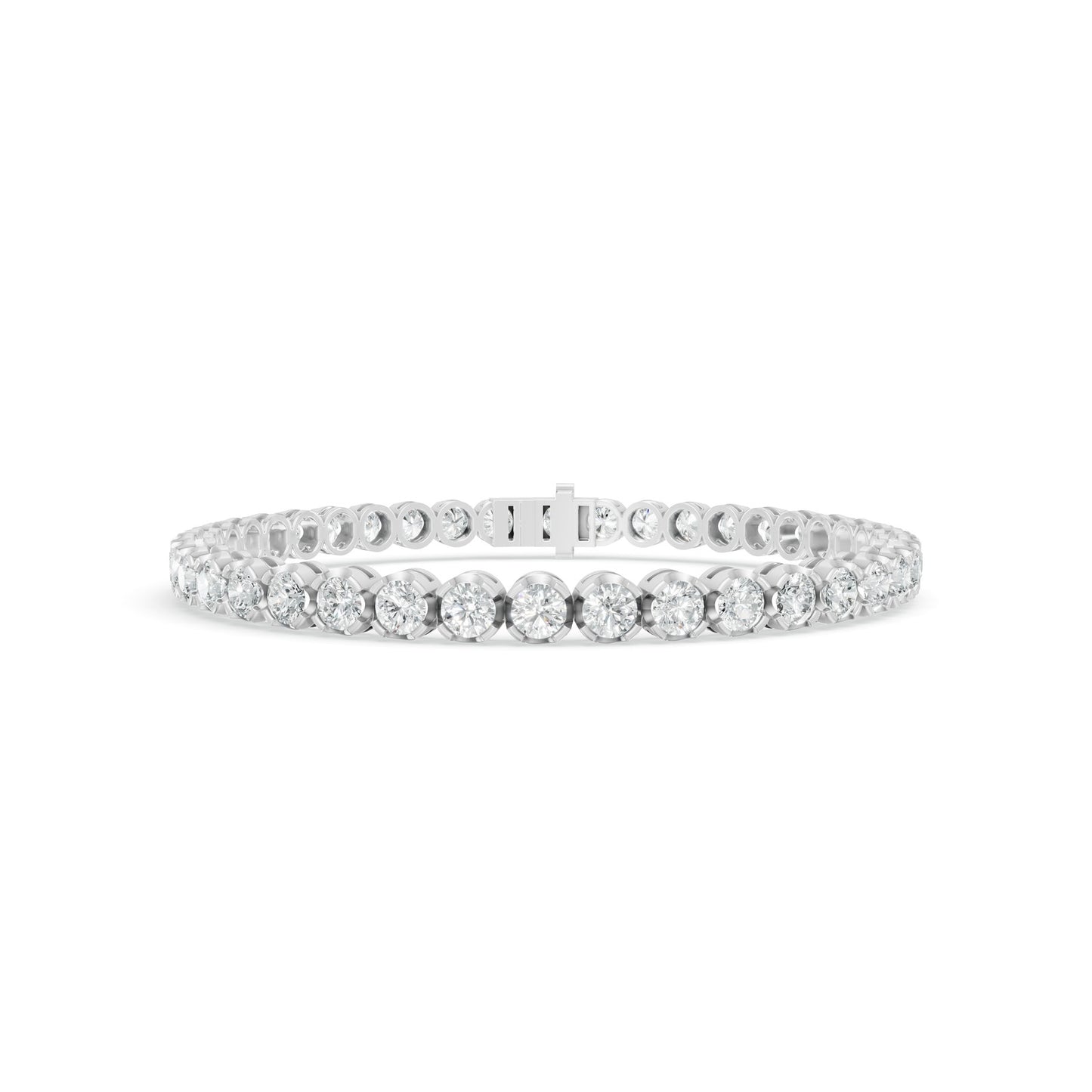 6.32 ctw Diamond Crown Collet 14K White Diamond Tennis Bracelet