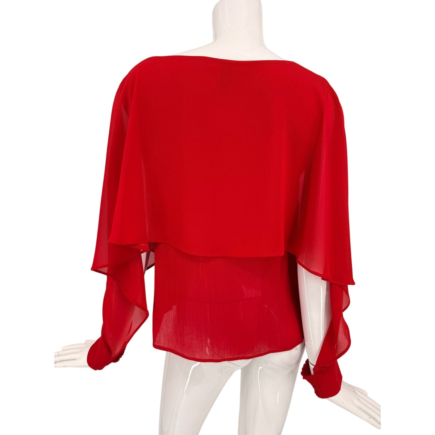 I Madeline Chiffon Layered Scoop Neck Long Sleeve Cape Blouse