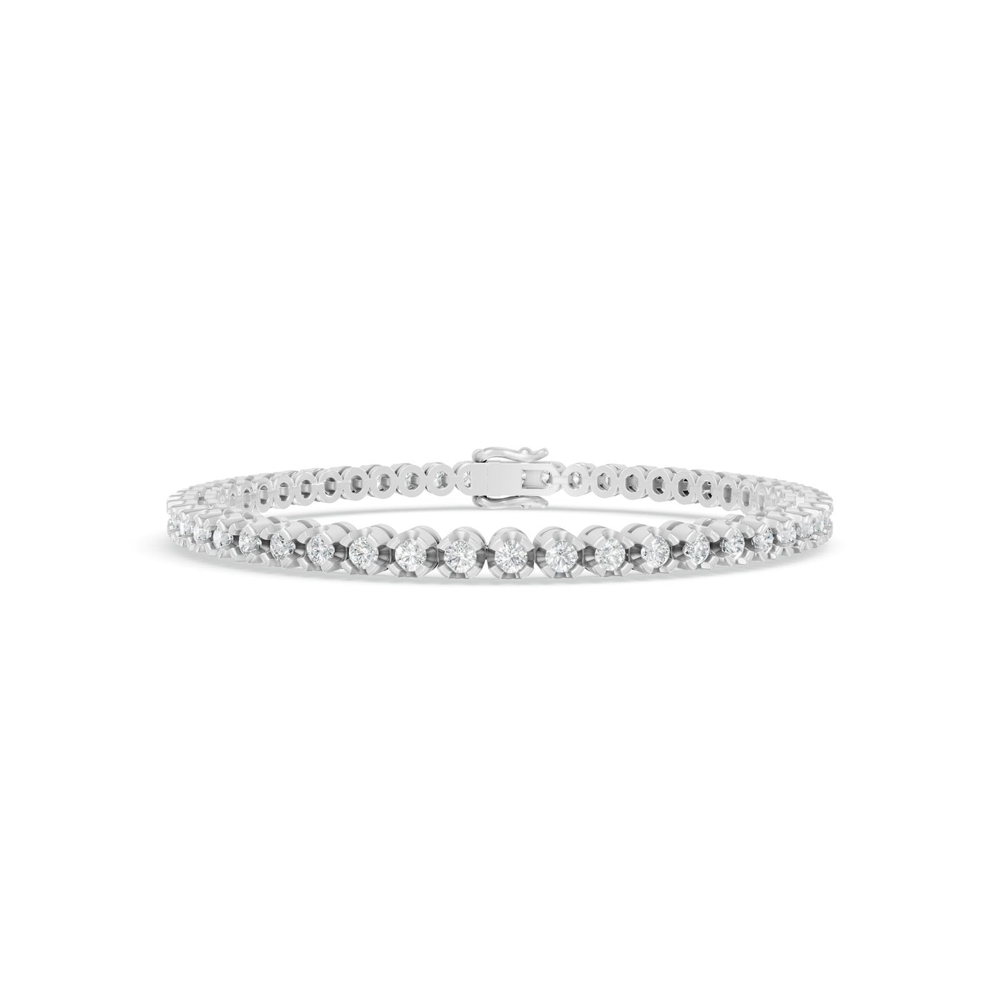 2.89 ctw Diamond Crown Collet 14K White Gold Tennis Bracelet