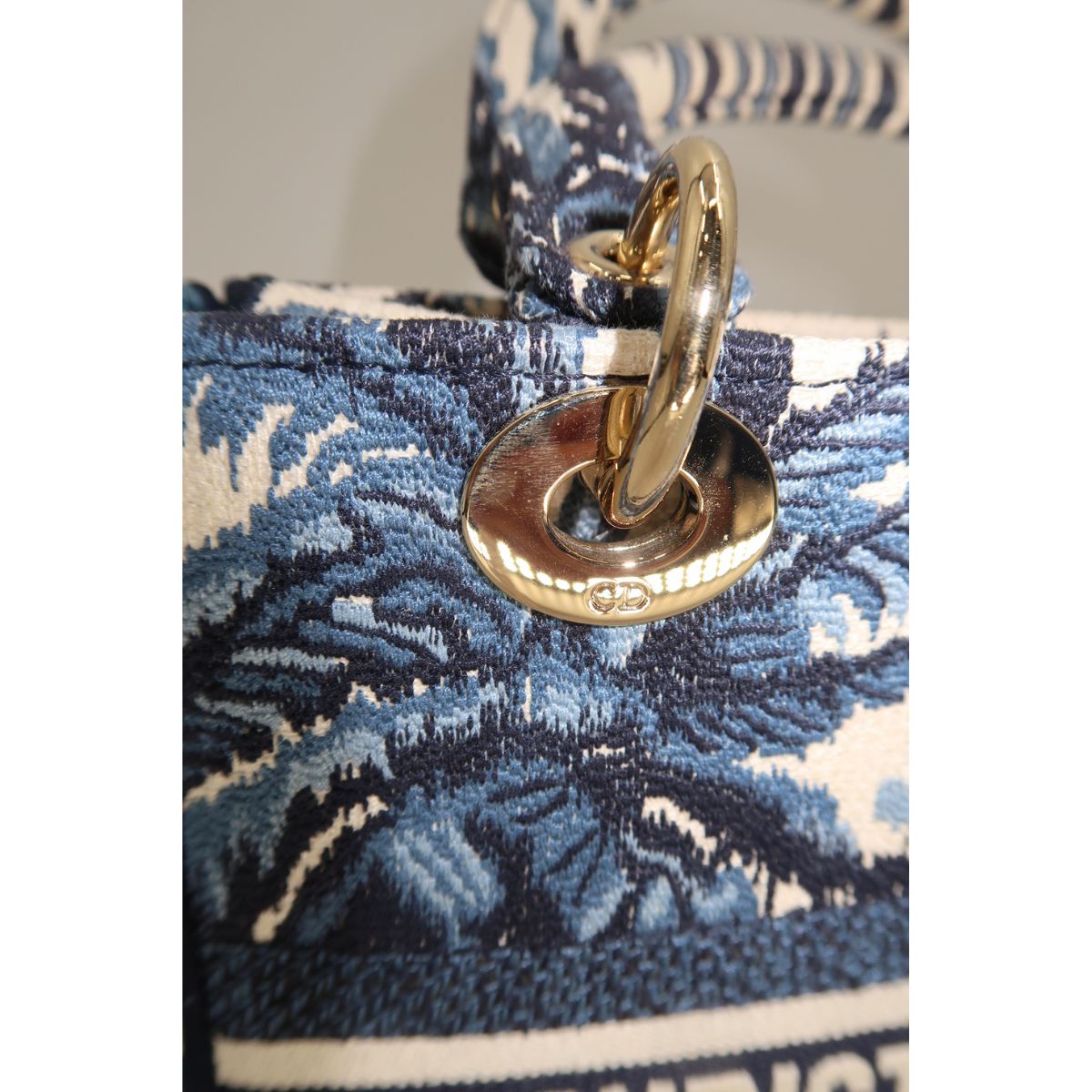 Christian Dior Canvas Embroidered Lady D-Lite Palm Tree Toile De Jouy Bag