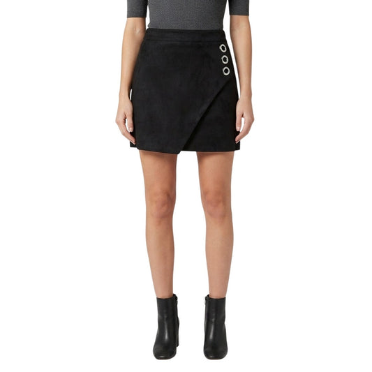Michelle Mason Black Wrap Mini Skirt Silver Grommet Detail