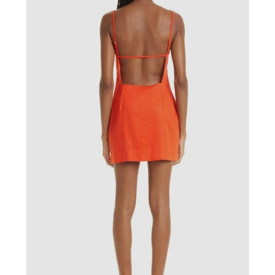 Gauge 81 Linen Blend Chaleg Cut-Out Mini Dress Coral