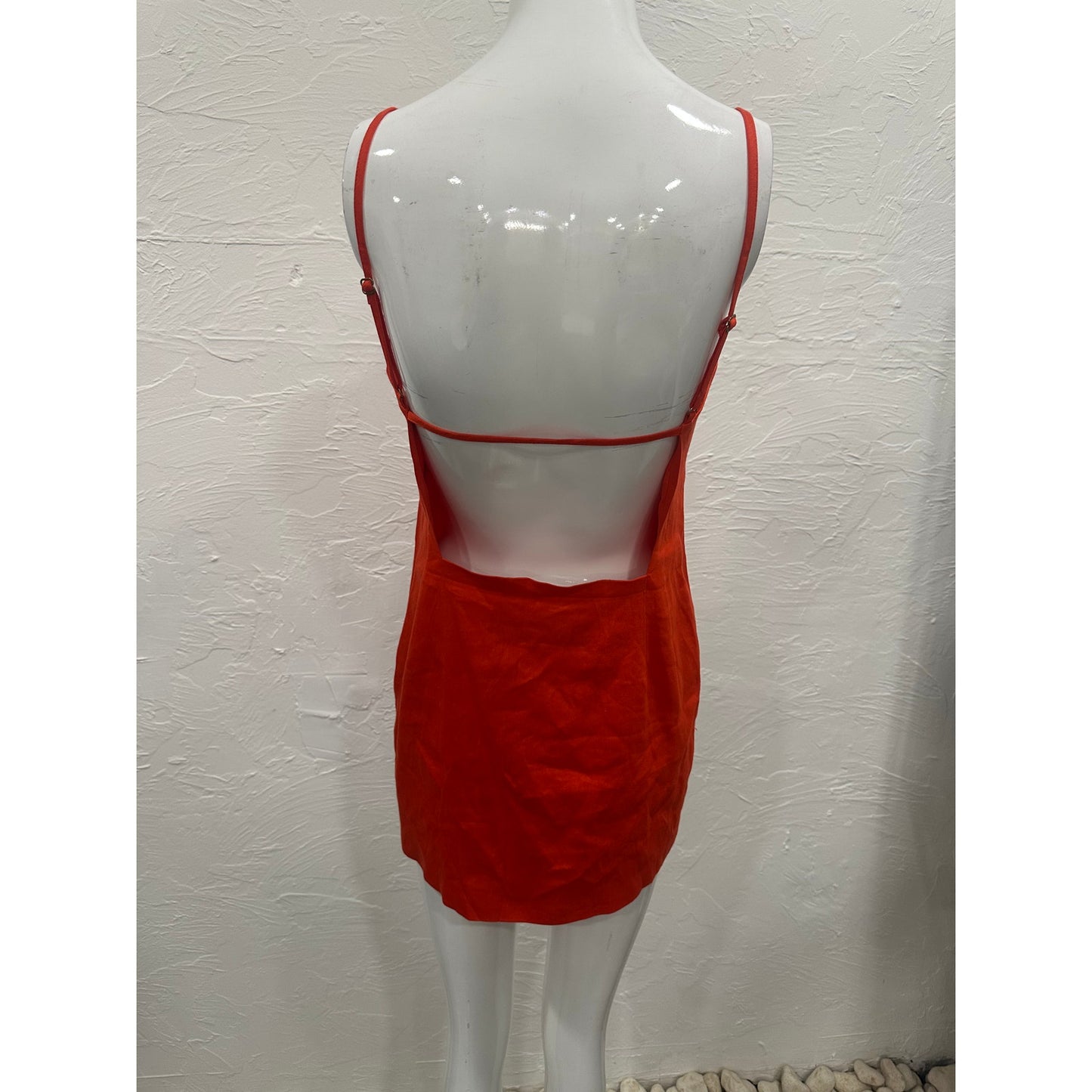 Gauge 81 Linen Blend Chaleg Cut-Out Mini Dress Coral