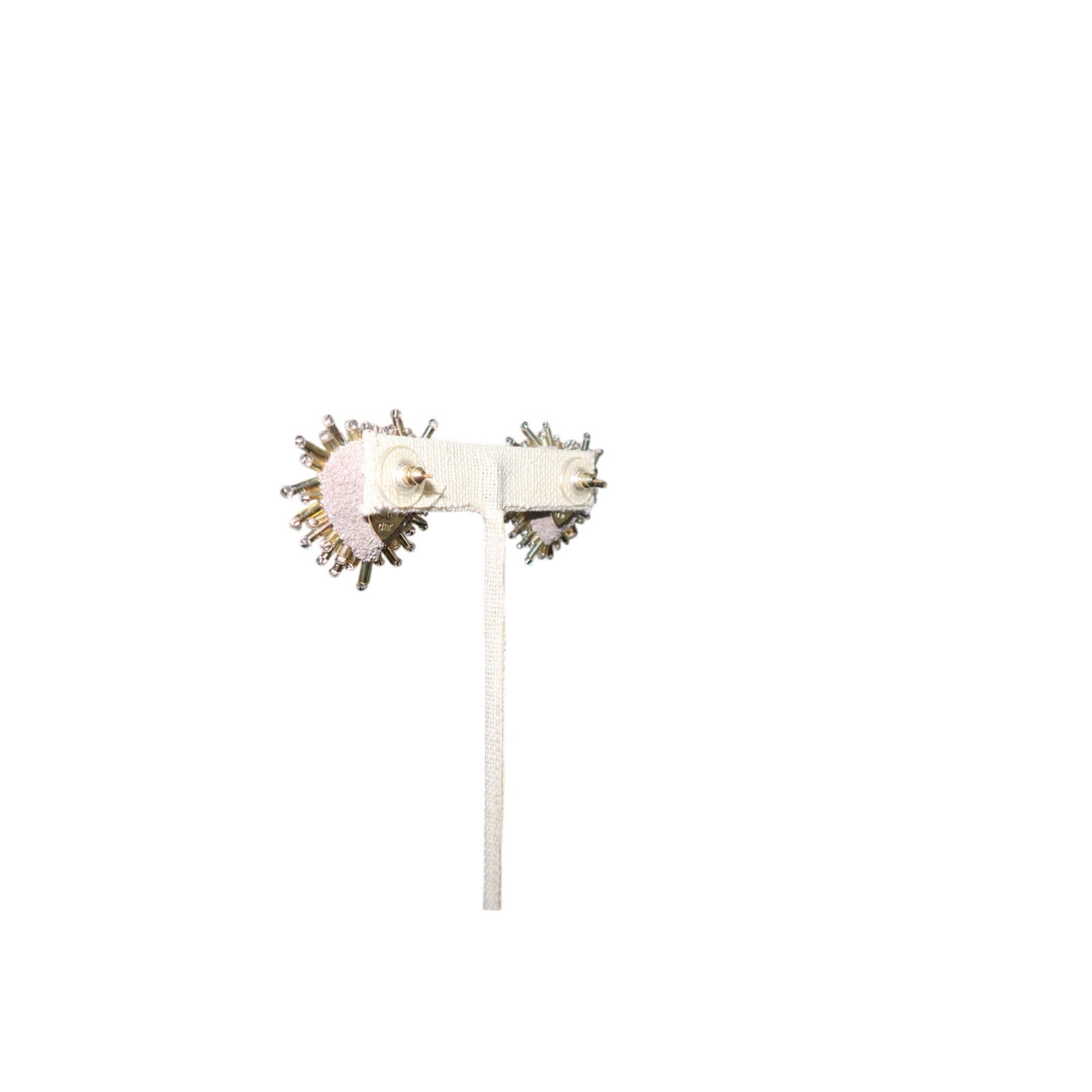 Olivia Dar Sparkle Heart Silk Earrings Silver Gold Beaded Heart Studs