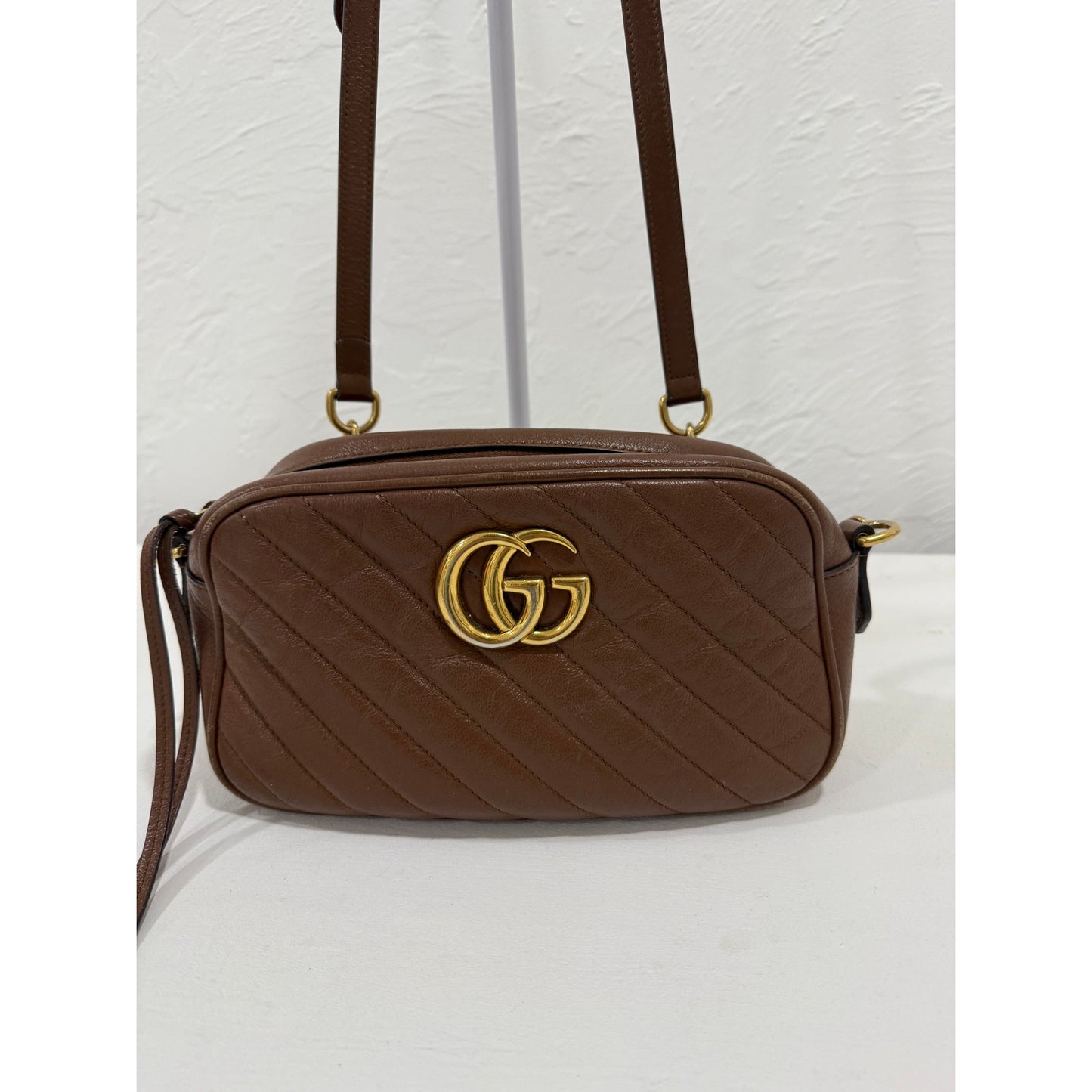 Gucci Calfskin Matelassé GG Marmont Logo Accent Small Shoulder Bag