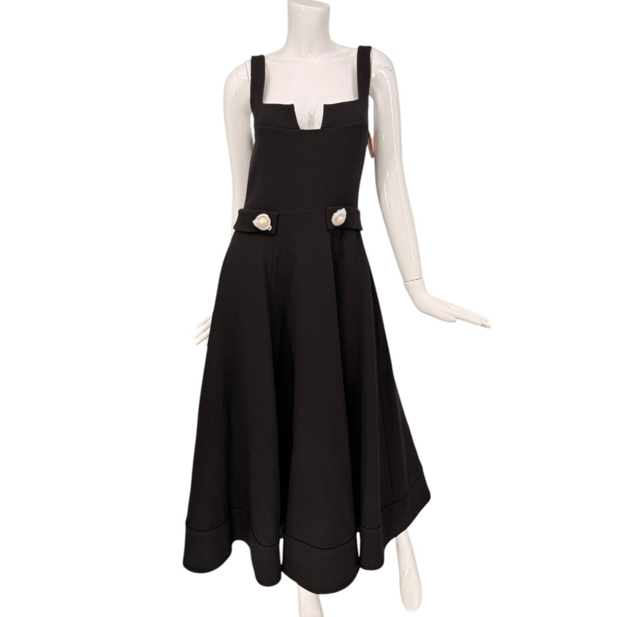 Alexis Fiore Wool Fit & Flare Designer Midi Dress Black Women's Size Medium