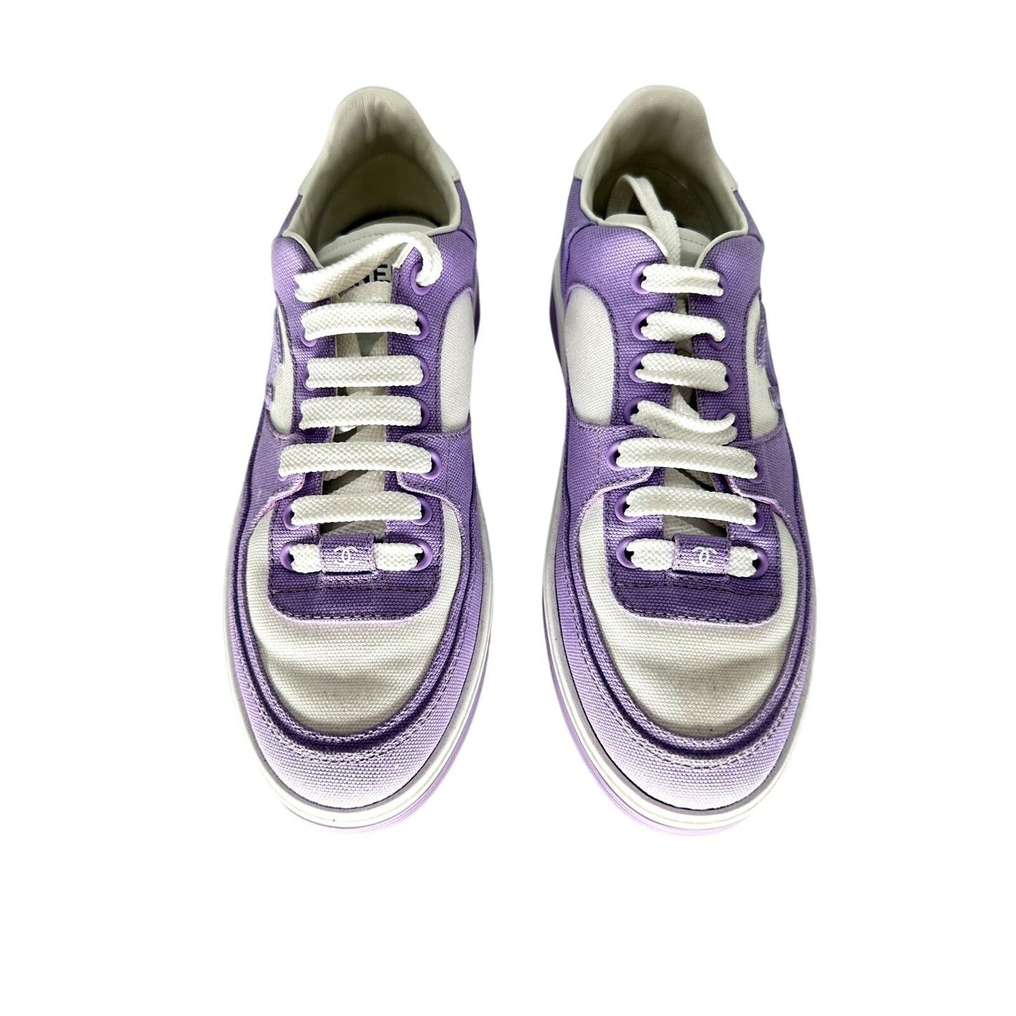 Chanel Interlocking CC Logo Lace Up Sneakers