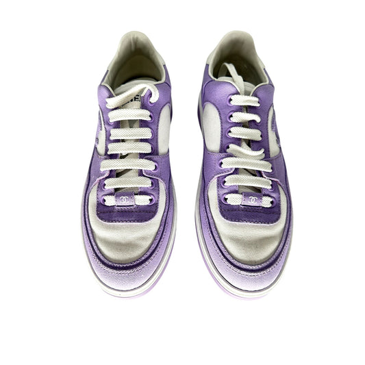 Chanel Interlocking CC Logo Lace Up Sneakers