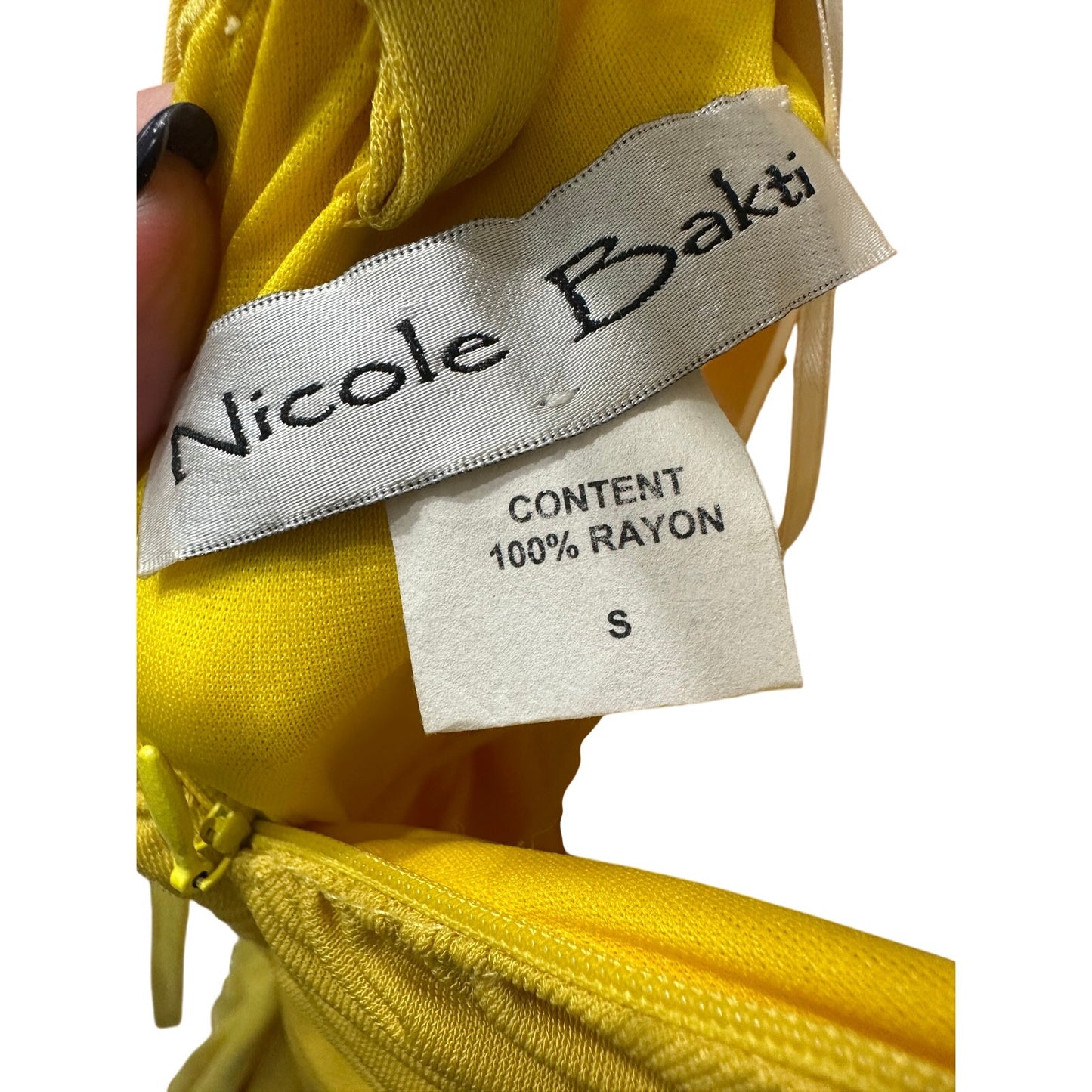 Nicole Bakti Crystal Embellished Draped Evening Gown