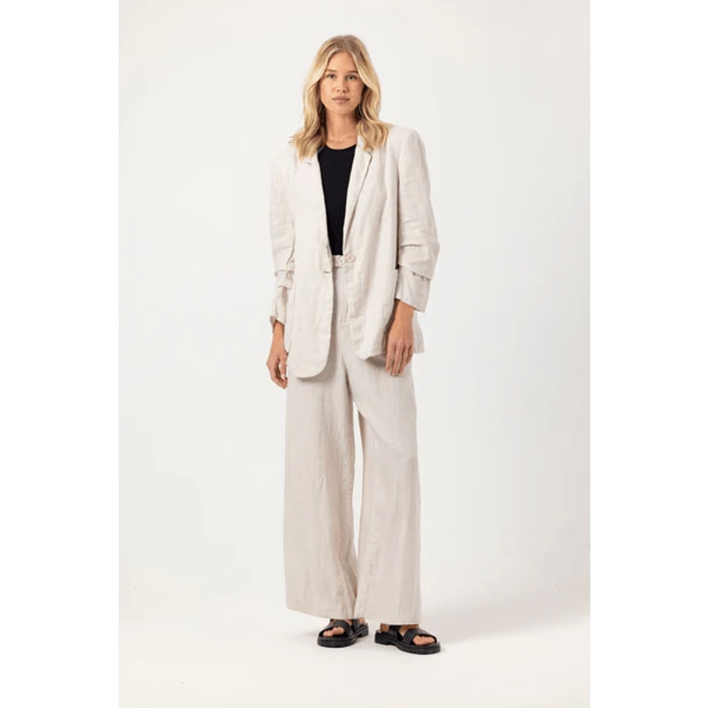 Sundays Linen Gio Blazer Jacket Mercer Wide Leg Pants White Women's Size S/XS