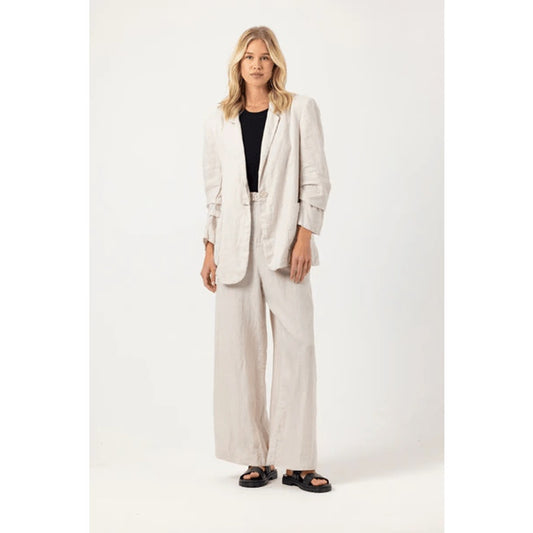 Sundays Linen Gio Blazer Jacket Mercer Wide Leg Pants White Women's Size S/XS