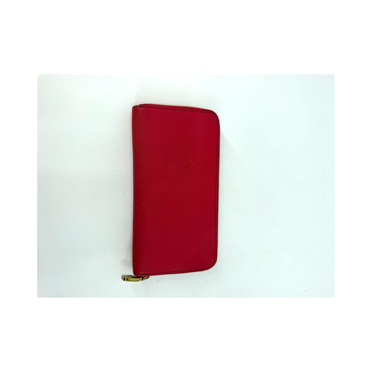 MCM Red Saffiano Leather Zip Around Continental Wallet Gold