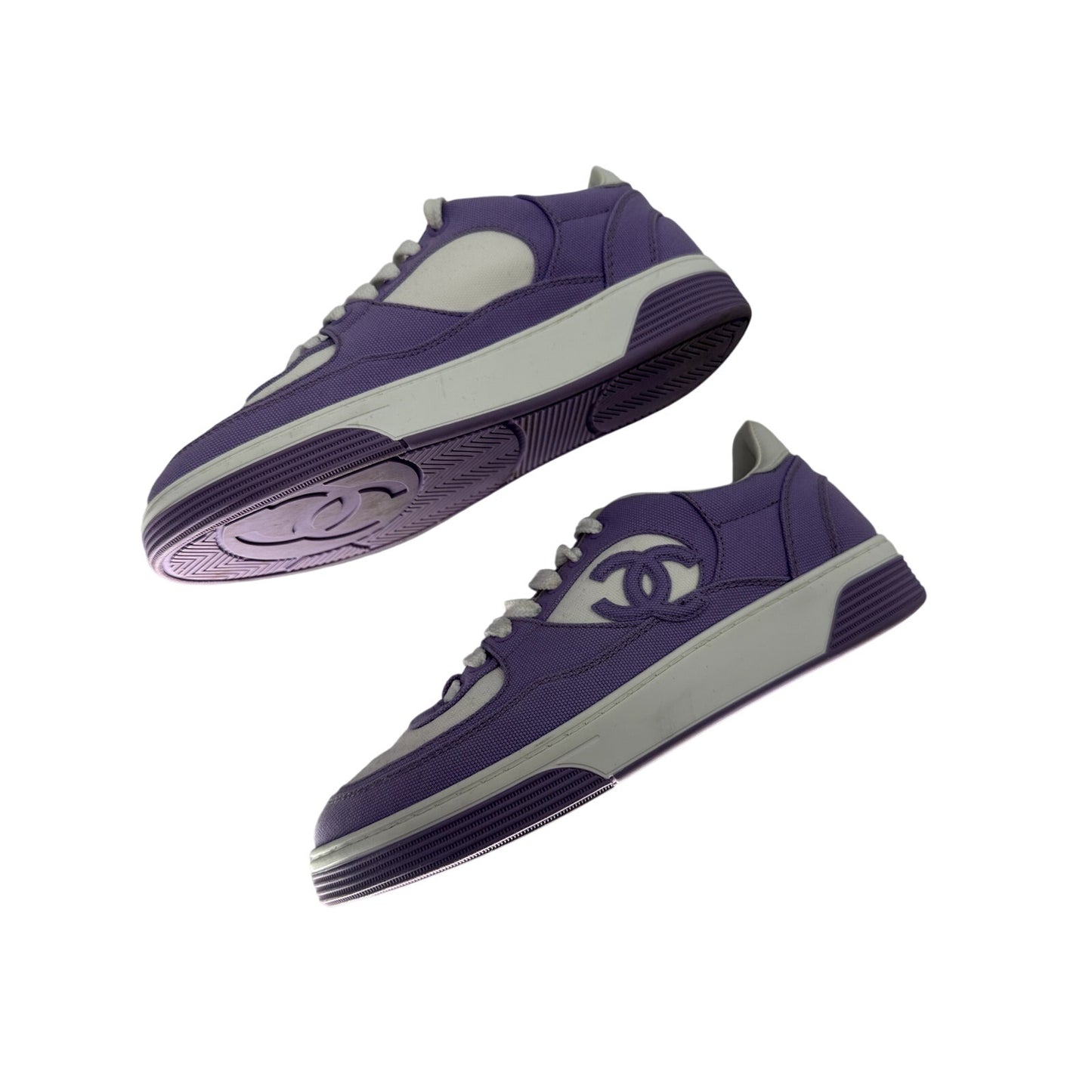 Chanel Interlocking CC Logo Lace Up Sneakers