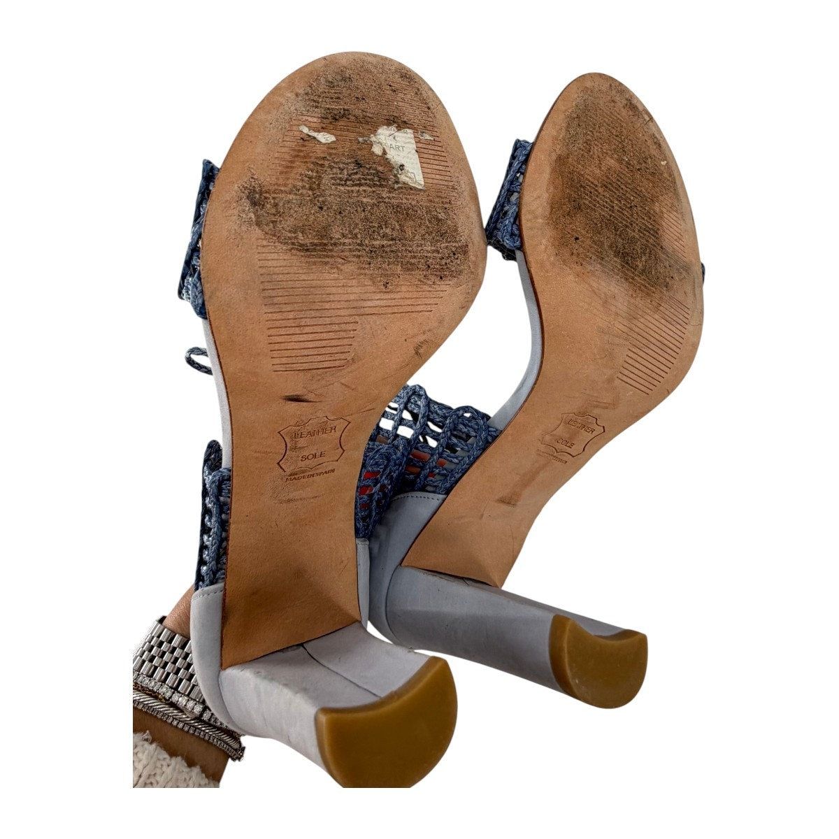 Stuart Weitzman Suede Rope Lace Up Open Toe Heeled Sandals