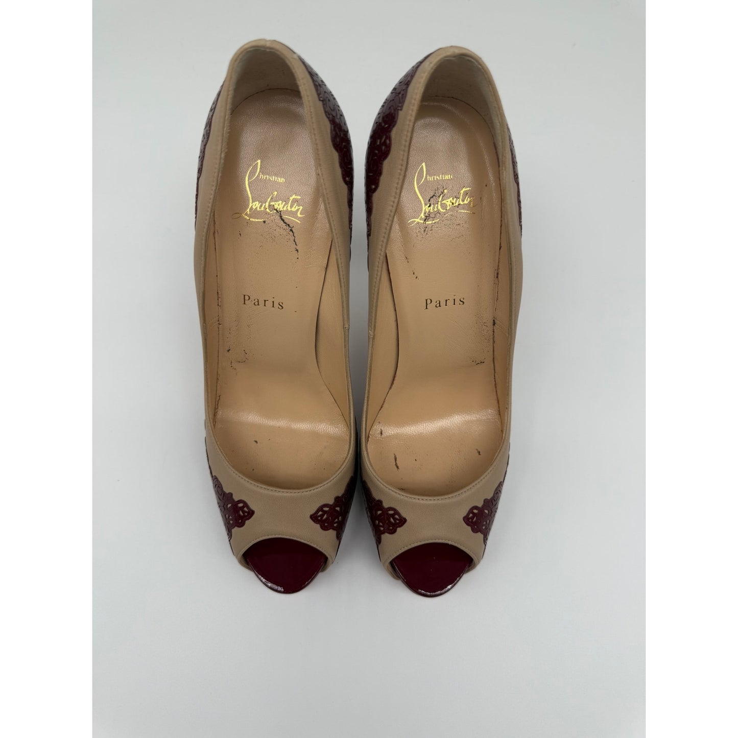 Christian Louboutin Leather Floral Trim Patent Veramucha Pumps