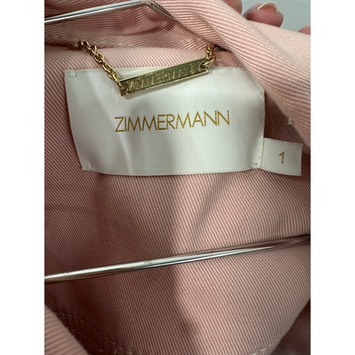 Zimmermann Pink Cotton-Blend Twill Wavelength Oversized Jacket Size 1