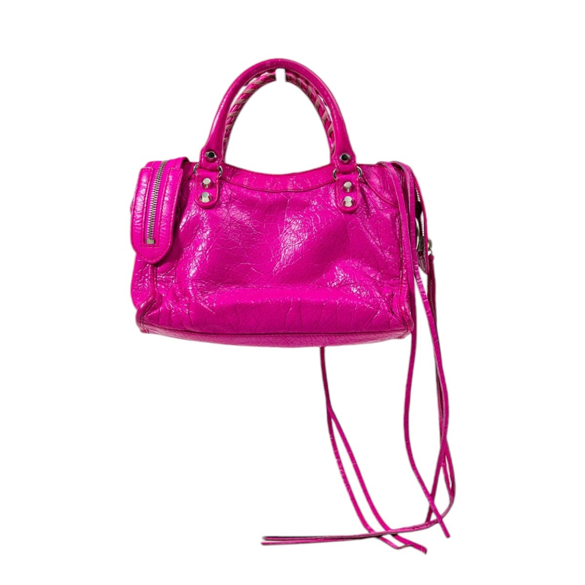 Balenciaga Leather Classic Small City Bag Fushia