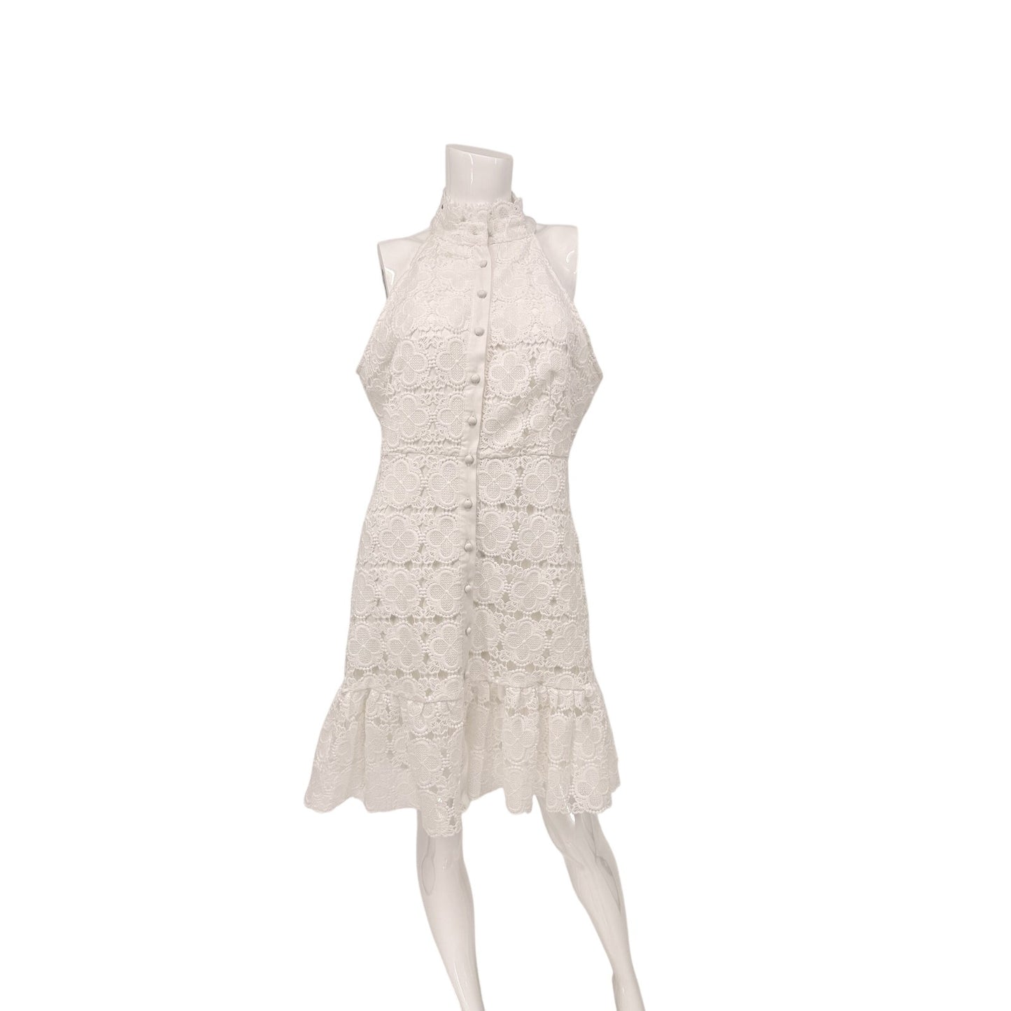 Aqua Lace Floral Mini Shirt Dress