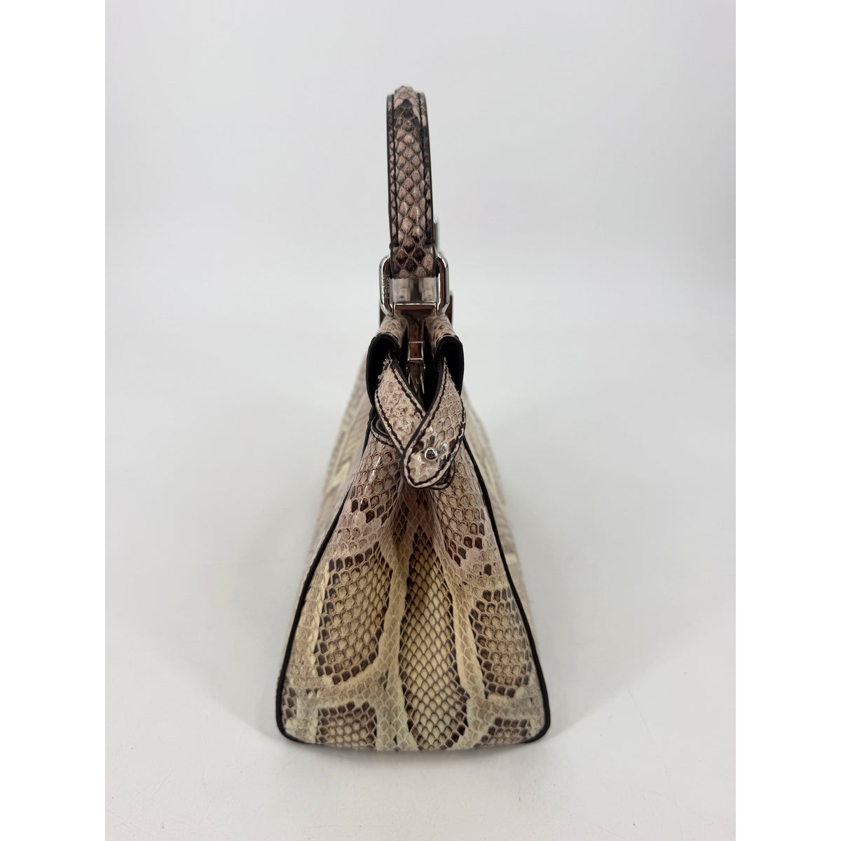Fendi Mini Peekaboo Python Top Handle Bag Natural Beige