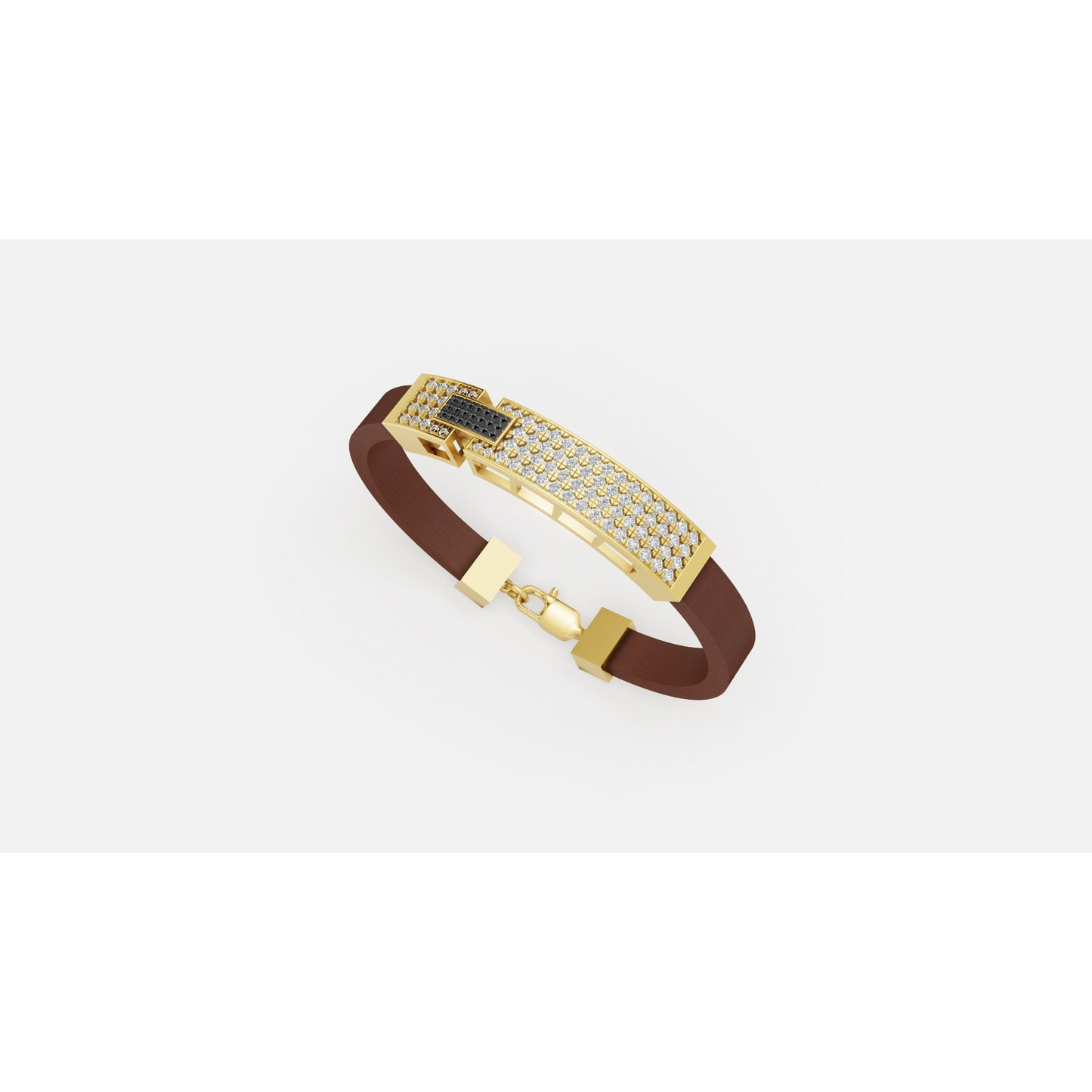 1.77 ctw Diamond Rubber Bracelet Yellow Gold Men's Bracelet