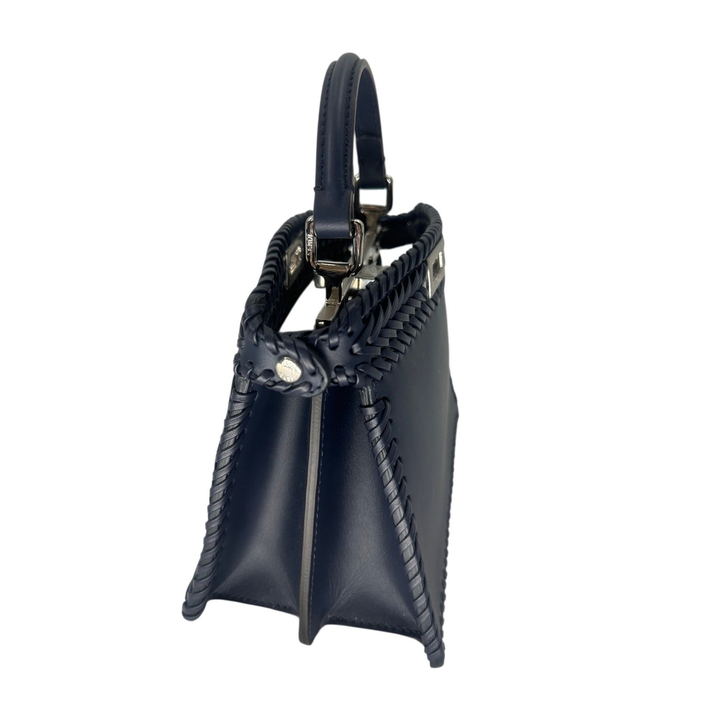 Fendi Leather Intreccio Petite Peekaboo I See U Satchel Bag