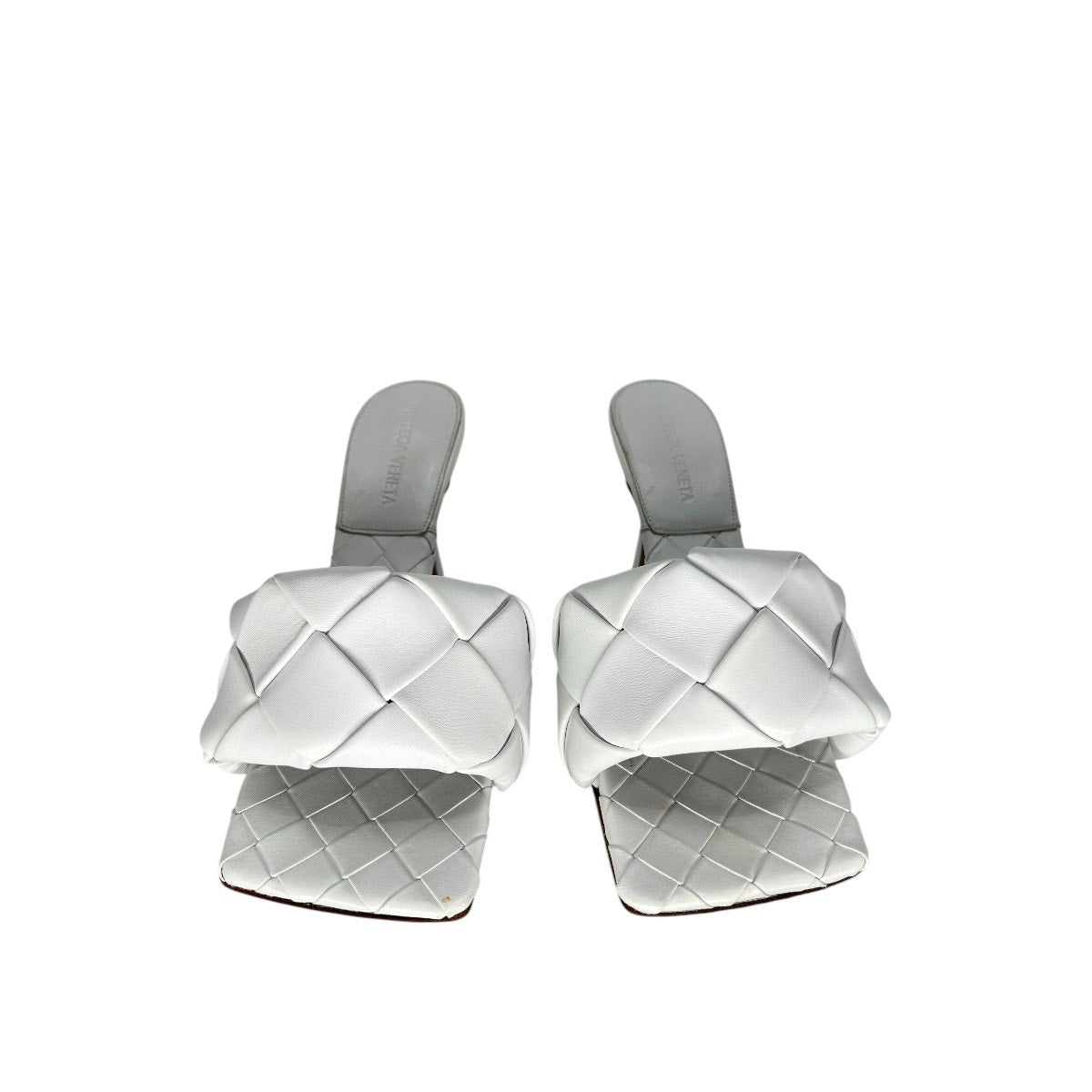 Bottega Veneta Leather Intrecciato Weave Lido Heeled Mules Sandals