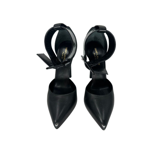 Saint Laurent Leather Pointed Toe Ankle Strap Pumps Heels