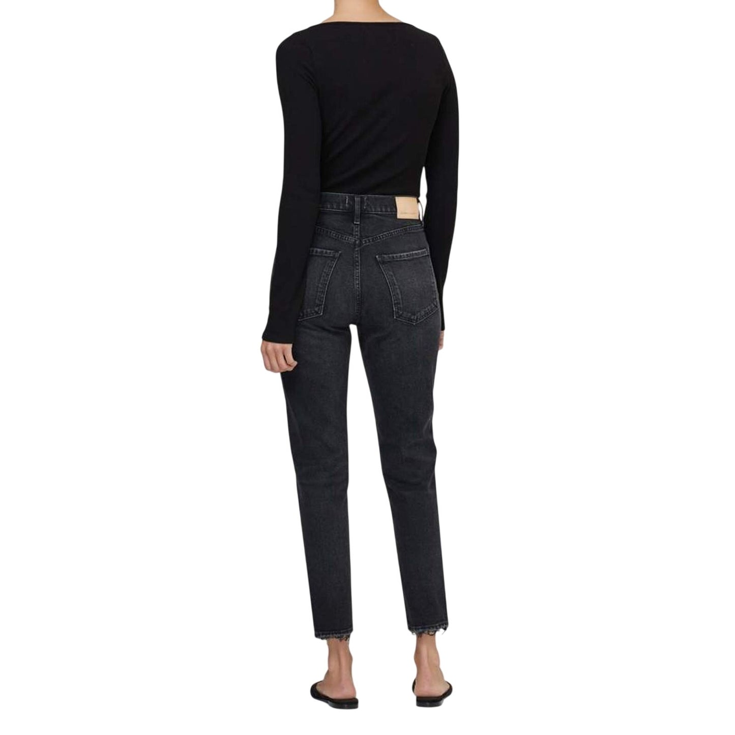 Citizens of Humanity Black Cotton Denim High Rise Jolene Jeans Women's