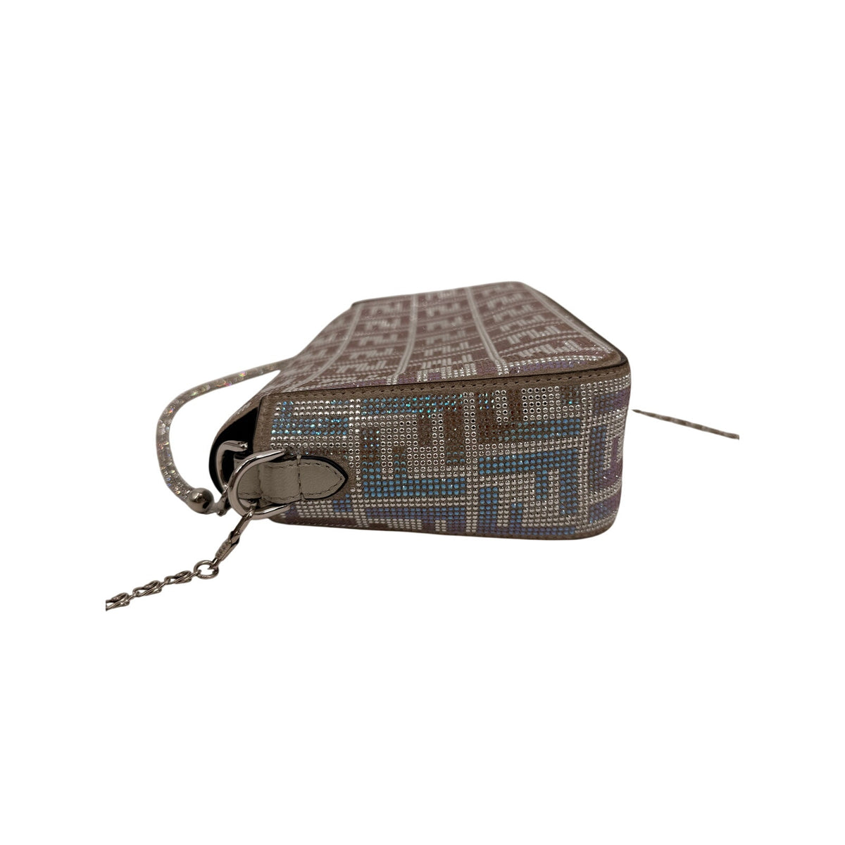 Fendi Baguette Crystal FF Iridescent Chain Strap Shoulder Bag Blue Women's OS