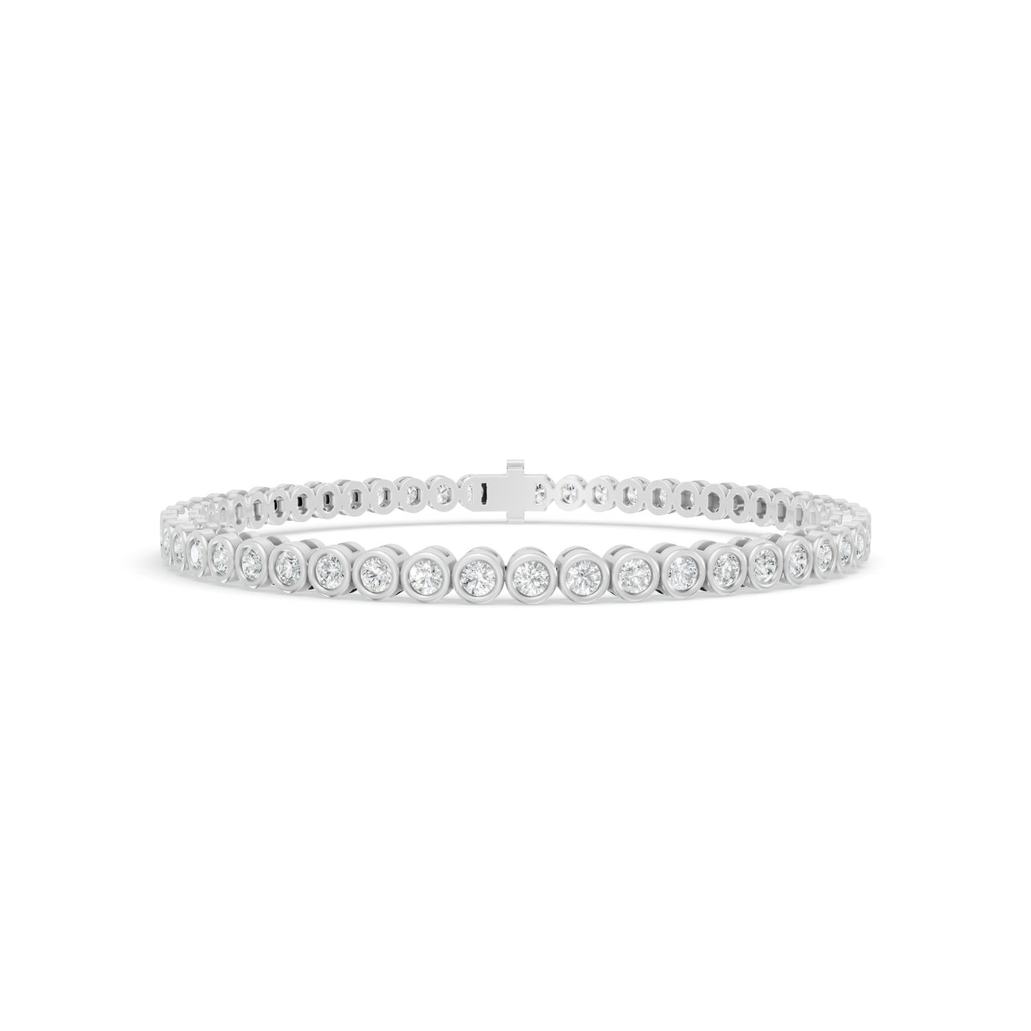 3.00 ctw Diamond Bezel 14K White Gold Tennis Bracelet